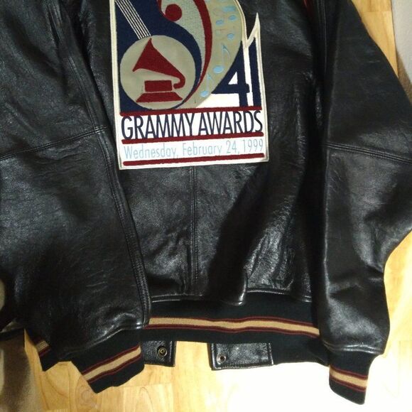 Vintage Avirex 41st Grammy Awards 1999 Leather Bomber Jacket - Picture 2 of 12